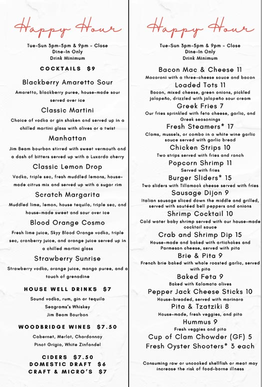 Happy Hour Menu